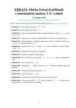 ERRATA: Sbírka řešených příkladů z matematické analýzy I (3. vydání)