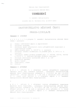 Výpis usnesení ze 5. zasedání ZMČ