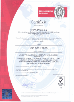 ISO: 9001:2008 - ORPA Papír as