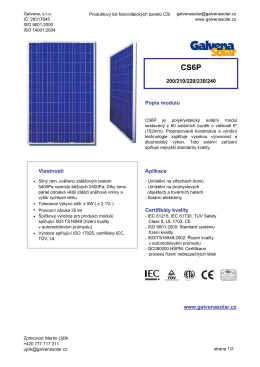 produktový list Galvena Solar - CS6P