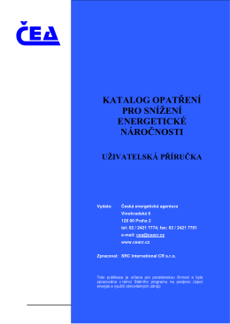 katalog opatření pro snížení energetické náročnosti