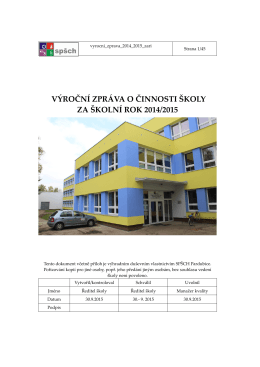 Výroční zpráva školy za školní rok 2014/2015