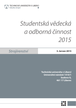 Studentská vědecká a odborná činnost 2015 - SVOČ