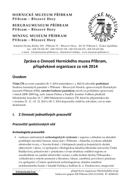 Zpráva o činnosti Hornického muzea Příbram za rok 2014