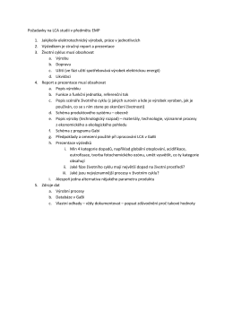 Požadavky na LCA studii v předmětu EMP 1. Jakýkoliv