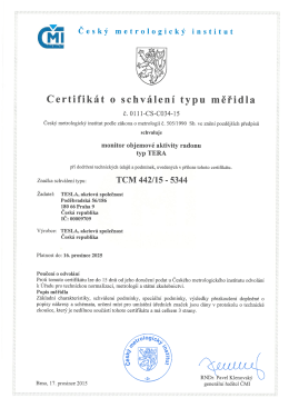 Certifikát o schválení typu měřidla (TERA)