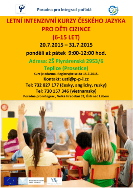 letní intenzivní kurzy českého jazyka pro děti cizince (6-15
