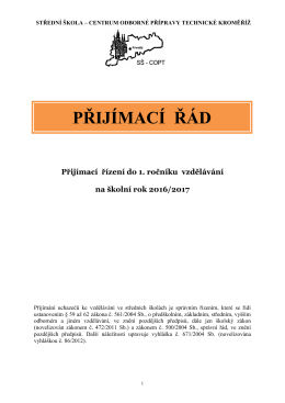 Přijímací řád SŠ - Centrum odborné přípravy technické Kroměříž