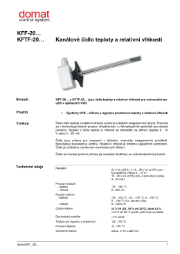 KFF-20… KFTF-20… Kanálové čidlo teploty a relativní vlhkosti