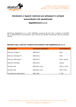 Oznámení o typech rozhraní pro připojení k veřejné