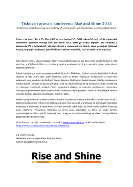 Tisková zpráva o konferenci Rise and Shine 2015