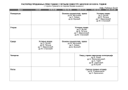 raspored predavanja u letnjem semestru