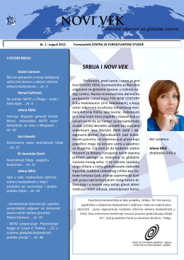 Tromesečnik "NOVI VEK", broj 1, avgust 2012.