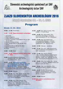 PROGRAM Smolenice 2016 - Slovenská archeologická spoločnosť