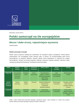 Opracowanie Polski samorząd na tle europejskim . Mocne i słabe