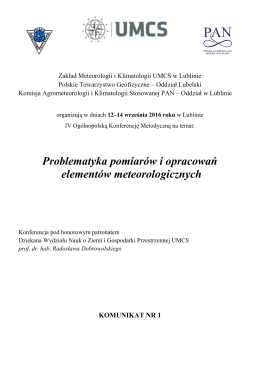 pierwszym Komunikatem - Zakład Meteorologii i Klimatologii