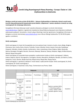 Cennik Usług Roamingowych Nowy Roaming