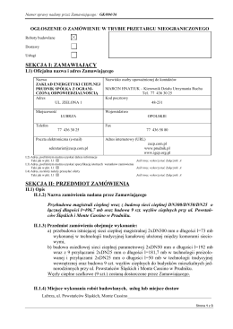 sekcja i: zamawiający sekcja ii: przedmiot zamówienia