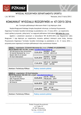 Komunikat WR nr 47/2015/2016 dot. turniejów