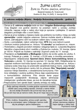 župni listić - Župa sv. Filipa i Jakova | Vukovar