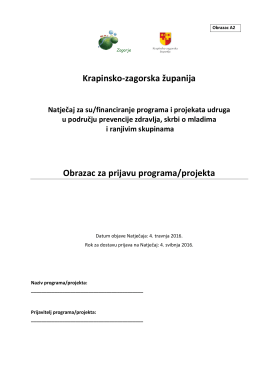 Krapinsko-zagorska županija Obrazac za prijavu programa/projekta