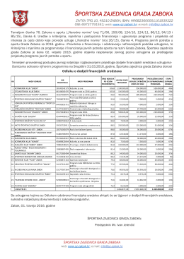 OBJAVA ODLUKE O DODJELI FINANCIJSKIH SREDSTAVA