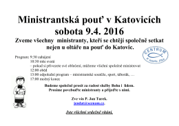 Ministrantská pouť v Katovicích sobota 9.4. 2016