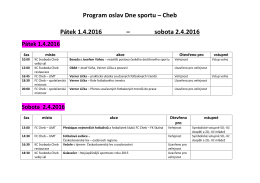 Program oslav Dne sportu – Cheb Pátek 1.4.2016 – sobota