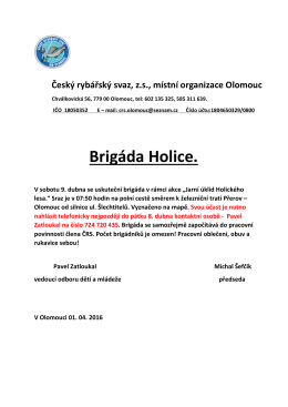 Brigáda Holice. - ČRS MO Olomouc