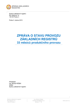 Zpráva o stavu provozu ZR - Správa základních registrů