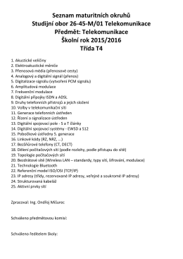 Telekomunikace Školní rok 2015/2016 Třída T4