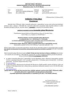oznámení o zahájení projednávání návrhu ÚP 14.4.2015