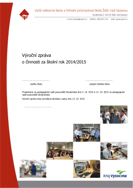 Výroční zpráva 2014/2015 - VOŠ a SPŠ Žďár nad Sázavou