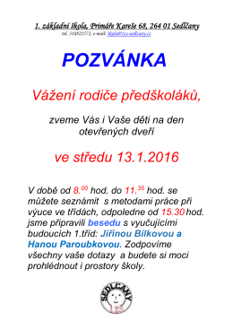 POZVÁNKA - 1. základní škola Sedlčany