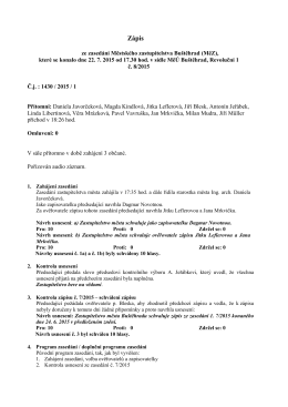 Zápis ze zasedání MěZ Buštěhrad č. 8/2015