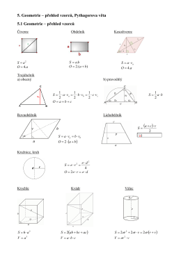 5. Geometrie - přehled vzorců, Pythagorova věta
