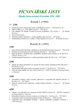 Obsahy Pícninářských listů 1994-2003