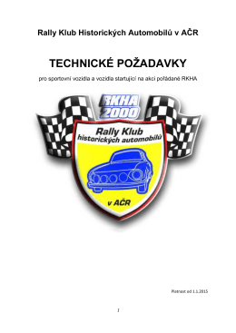 Technické Požadavky RKHA 2015 - Rally klub historických automobilů