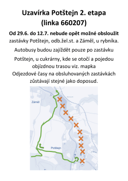 Uzavírka Potštejn 2. etapa (linka 660207) Od 29.6. do 12.7. nebude