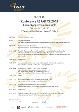 Konference ASPAR CZ 2015 Firemní pojištění a řízení rizik