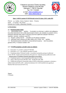 Zpráva VV OFS Bruntál ze dne 29. 4. 2015