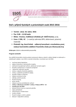 Daň z příjmů fyzických a právnických osob 2015-2016