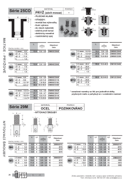 Matice pryžové a nýtovací šrouby