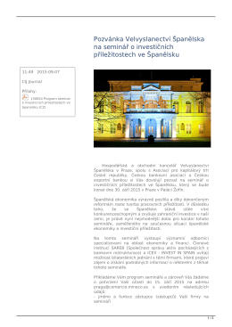 Pozvánka Velvyslanectví Španělska na seminář o investičních