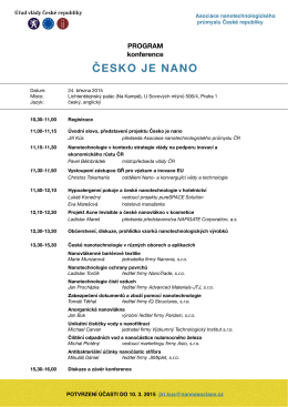 Program konference “Česko je nano” 24. března v Lichtenštejnské