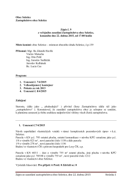 Zápis ze zasedání zastupitelstva obce Seletice, dne 22. dubna 2015