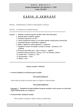Zápis z jednání Zastupitelstva obce Březina ze dne
