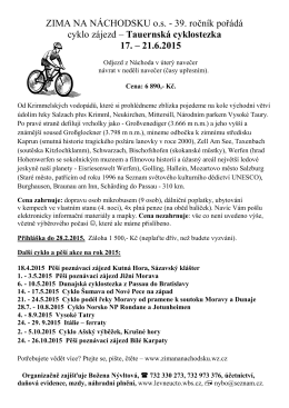 17. - 21.6.2015 Tauernská cyklostezka z Krimmlu do Passau