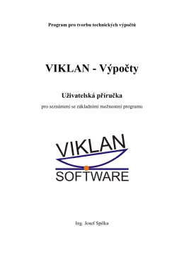 Uživatelská příručka VIKLAN ® Výpočty