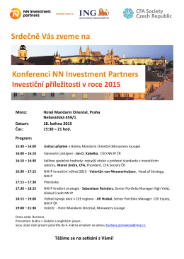 Konferenci NN Investment Partners Srdečně Vás zveme na